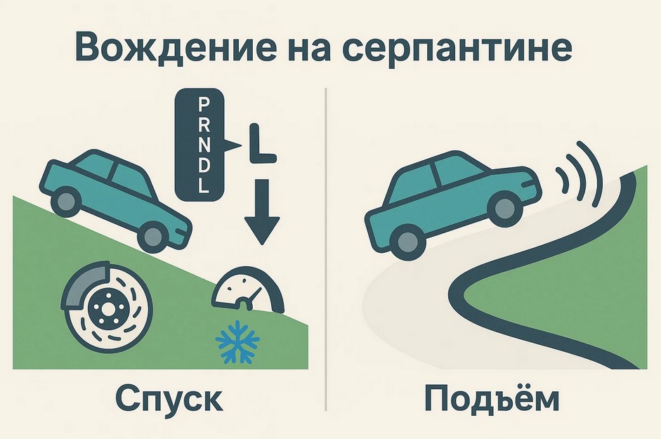 Инфографика: правила вождения на горных серпантинах.